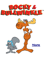 The Rocky and Bullwinkle television show starred Rocky the flying squirrel, Bullwinkle, his motley friend, and two Pottsylvanian spies, Boris and Natasha. 